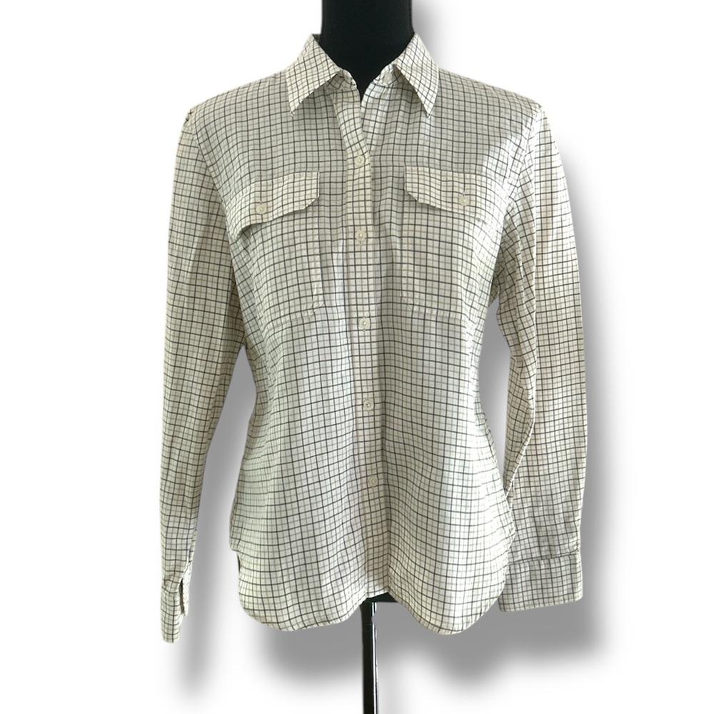 Lauren Ralph Lauren Cream and Black Plaid Shirt Size LP